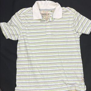 Timberland Kids Polo with Green, Blue, and White Stripes